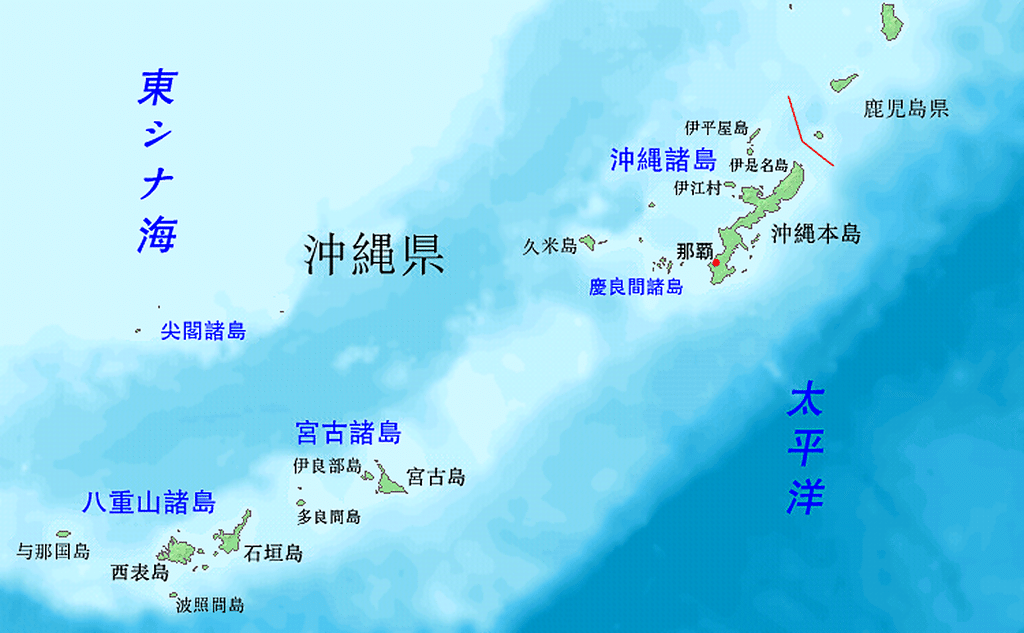 แผนที่จังหวัดโอกินาว่า